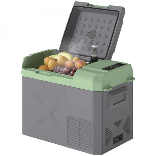 Nevera Portátil Eléctrica 24,2L Refrigerador de Coche 12V-220V -20℃ a +20 ℃ con Pantalla Luz LED 60,2x33,4x41,4 cm Gris [8]