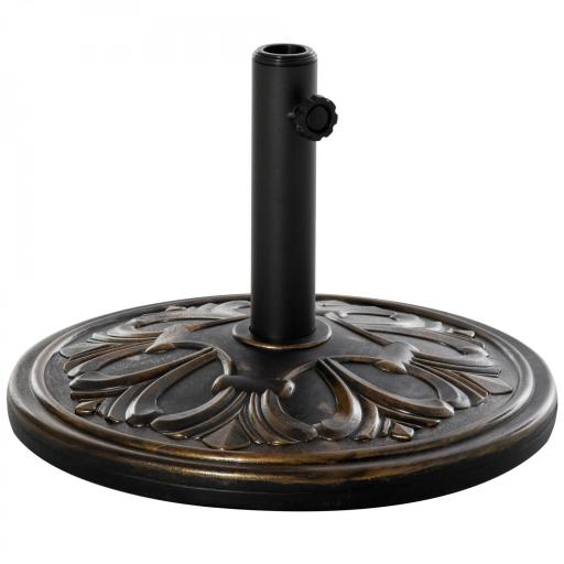 Soporte para Parasol Redondo de HDPE y Cemento Peso 13 kg para Poste de Paraguas de Ø35/38/48 mm Ø48x34 cm Bronce [9]
