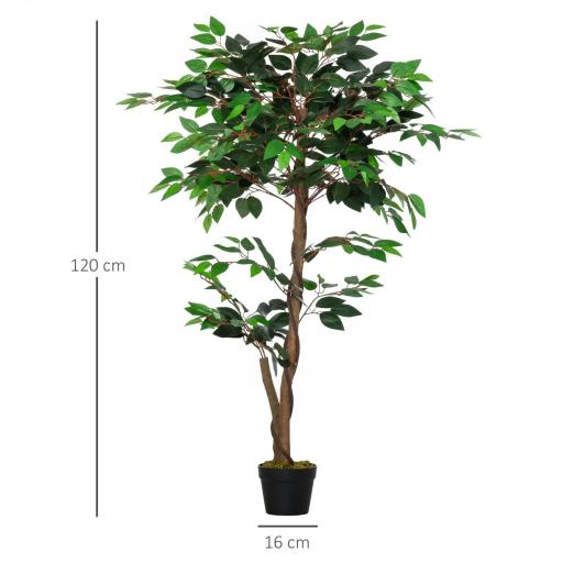 Árbol de Té Artificial 120 cm Planta Artificial con 546 Hojas Musgo y Maceta Planta Artificial Decorativa Verde [5]