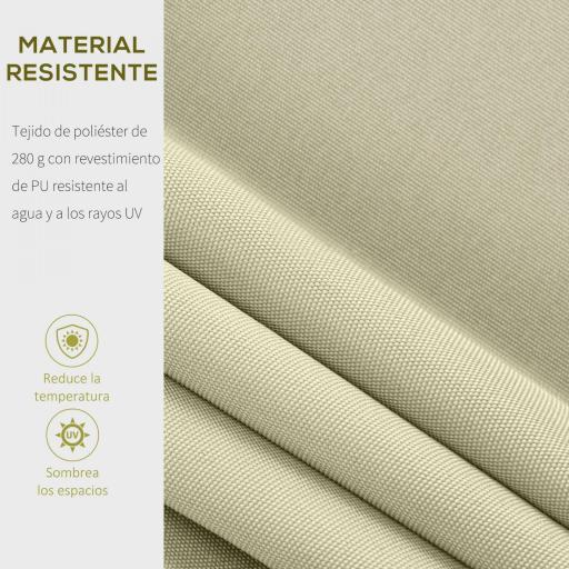 Toldo Manual Retráctil 295x250cm Ángulo Ajustable con Manivela para Exterior Balcón Jardín Terraza Crema [4]