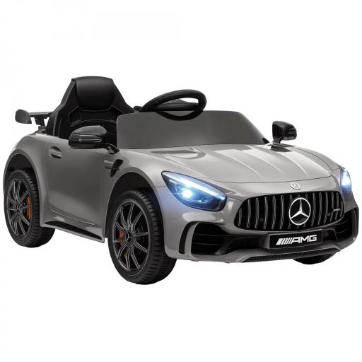Coche Eléctrico para Niños de +3 Años Mercedes-Benz AMG GTR con Batería 12V Mando a Distancia Faros Bocina Música Plata [9]
