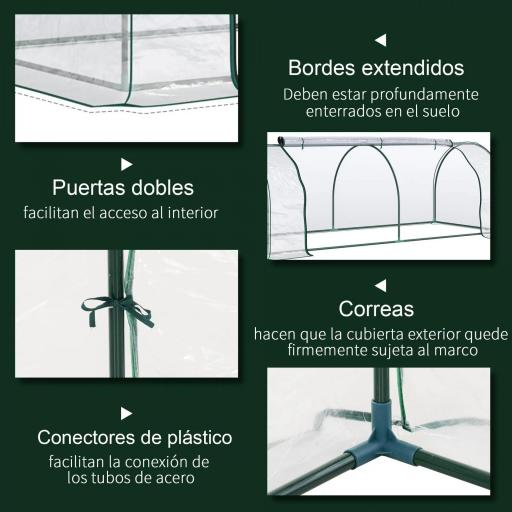 Invernadero de Exterior 200x100x80 cm Invernadero de Jardín Tipo Túnel con Marco de Acero y Cubierta de PVC Invernadero Pequeño para Cultivo de Plantas Tomates Transparente [4]