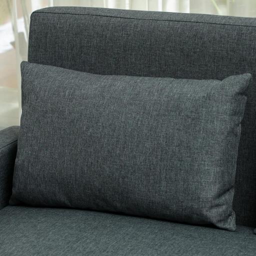 Sofá de 2 Plazas Tapizado en Lino Sintético con Espacio de Almacenaje 2 Almohadas y Patas de Madera 135x71x84 cm Gris [6]