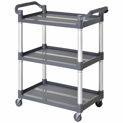 Carrito Auxiliar con Ruedas de Aleación de Aluminio Carrito de Cocina de 3 Niveles Carrito de Almacenamiento Carga 105 kg para Comedor Sala Baño 88x44x93 cm Gris [8]