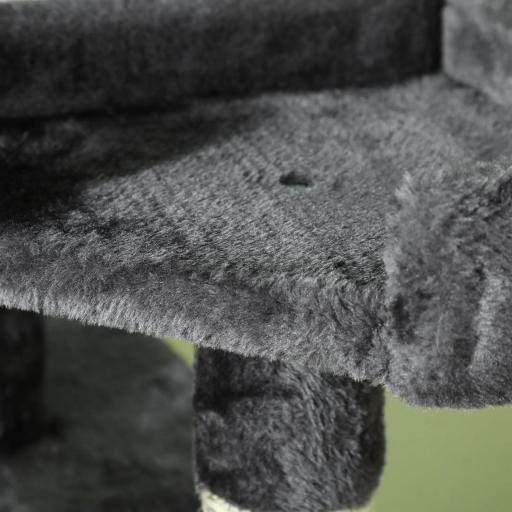 Árbol Rascador para Gatos Grande 49x49x173 cm con Múltiples Niveles con Cuevas Escaleras Juguetes Colgantes Camas Centro Actividades Sisal Gris [7]