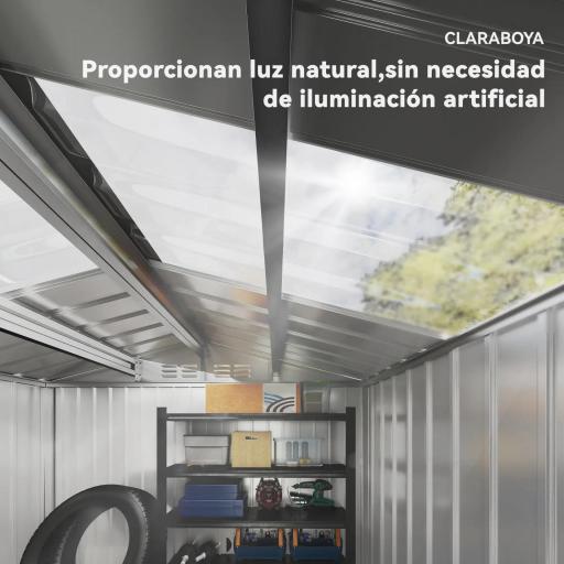 Caseta de Jardín 213x130x185 cm con Puertas Correderas y Claraboya para Almacenamiento de Herramientas Gris Oscuro [2]