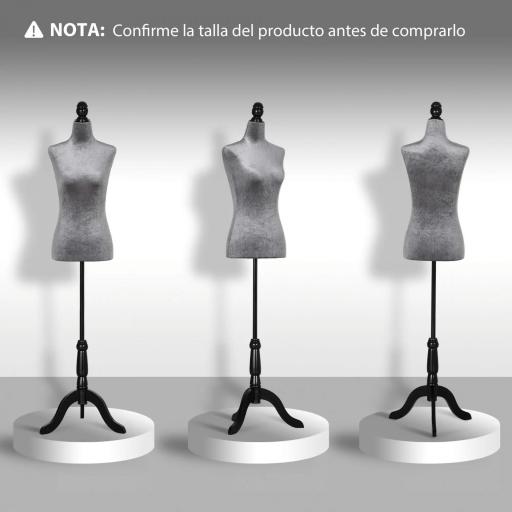 Maniquí de Costura Ajustable a 130-168 cm con Trípode de Madera para Fotografía de Moda Exposición de Prendas Gris [8]