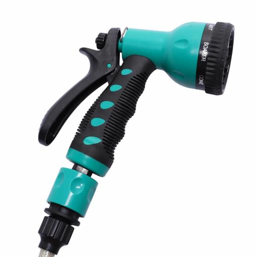 Carrete para Manguera Retráctil 10m con 7 Modos de Riego Sistema de Enrollado Automático con Bloqueo Conector de 1m para Jardín Césped 28x14x34 cm Negro y Verde [4]