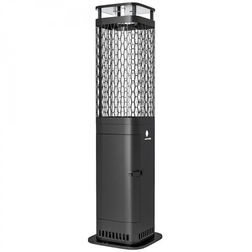 Estufa de Pellets 6.86 KW sin Electricidad con Tubo de Vidrio Base Antideslizante y Rejilla Metálica sin Humo Negro [1]