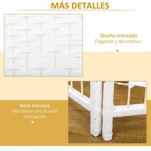 Biombo Separador de Ambientes de 4 Paneles Plegable de Cuerda de Papel 160x170cm Decoración para Dormitorio Salón Blanco [4]