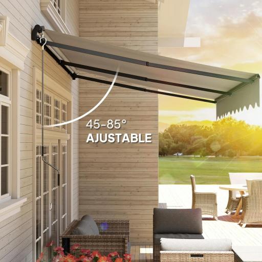 Toldo Retráctil de Aluminio para Ventanas y Puertas con Protección UV30+ y Inclinación Ajustable 360x220 cm Crema [3]