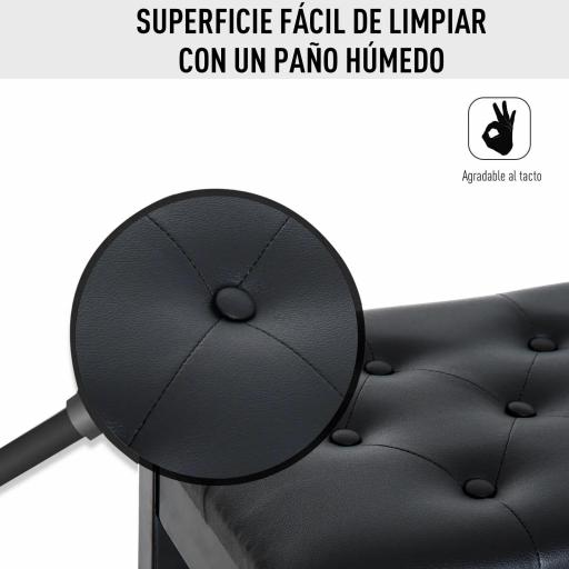 Taburete de Piano Banco de Teclado con Espacio de Almacenamiento Bajo del Asiento de Cuero Sintético 76x36x50 cm Negro [5]