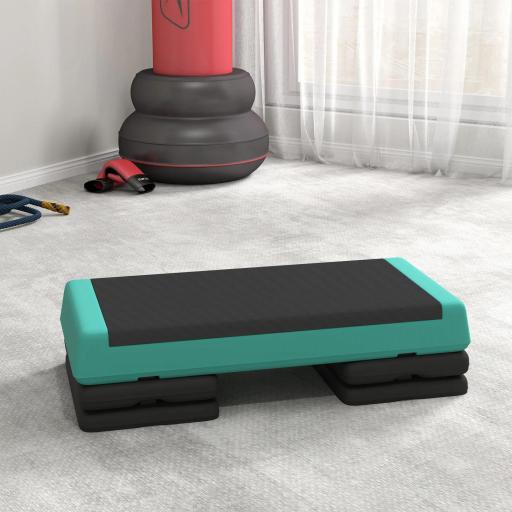 Step de Aeróbic Step para Fitness Antideslizante Altura Regulable 3 Niveles 77x36x20,5cm Verde y Negro [3]