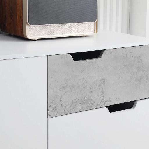 Aparador de Cocina con 2 Puertas y 1 Cajón Estilo Moderno con Patas Inclinadas 98x39x81,5 cm Blanco y Gris [6]