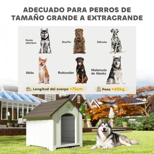 Caseta para Perros Exterior Casa para Perros Extragrandes de Plástico con 2 Ventanas Base Elevada Estacas Marrón Oscuro [1]