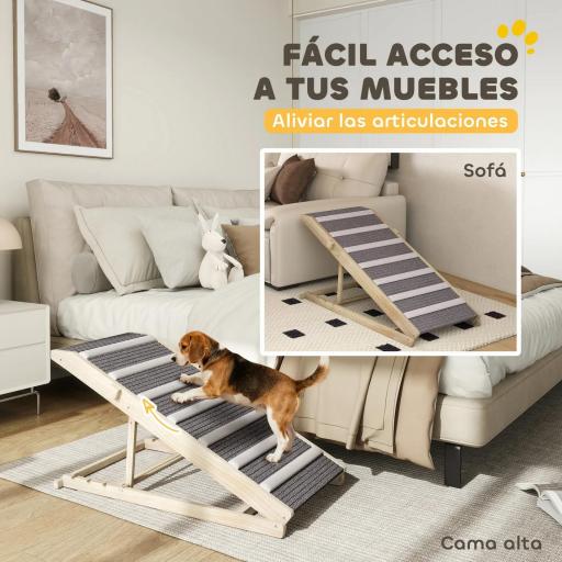 Rampa para Perros Plegable y Altura Ajustable 35-50 cm Rampa para Mascotas de Madera con Alfombrilla Antideslizante [6]