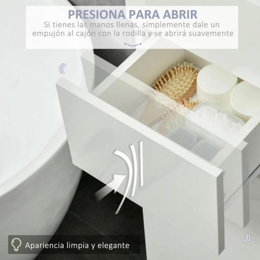 Columna de Baño con 1 Cajón y 5 Estantes Abiertos Mueble Auxiliar de Baño Estilo Moderno 30x28x170 cm Blanco [5]