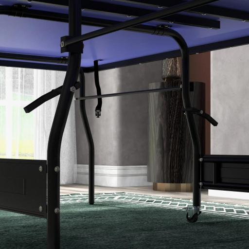 Mesa de Ping-Pong Tamaño Estándar con 4 Ruedas Red 2 Paletas y 3 Pelotas para Interior 274x152,5x76 cm Azul [4]