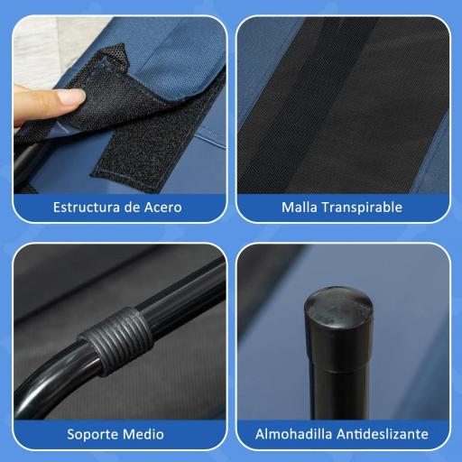 Cama Elevada para Perros Gatos Portátil Cama para Mascotas con Zona de Malla Transpirable y Tela Oxford para Interior Exterior 122x92x23 cm Azul [5]