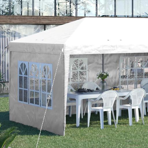 Carpa Plegable 6x3 m con 4 Laterales Desmontables Cenador de Jardín con 4 Ventanas Visibles y Bolsa de Transporte Blanco [5]