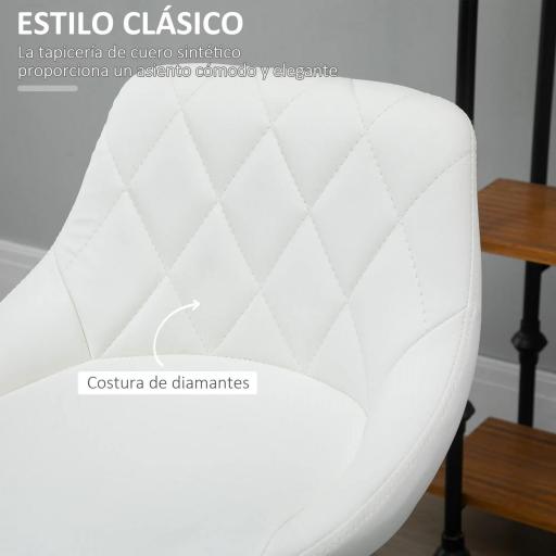 Conjunto de 2 Taburetes de Bar Giratorios con Altura Regulable Sillas Altas Modernas de Comedor con Base Redonda y Reposapiés 46x48x83-104 cm Blanco [2]