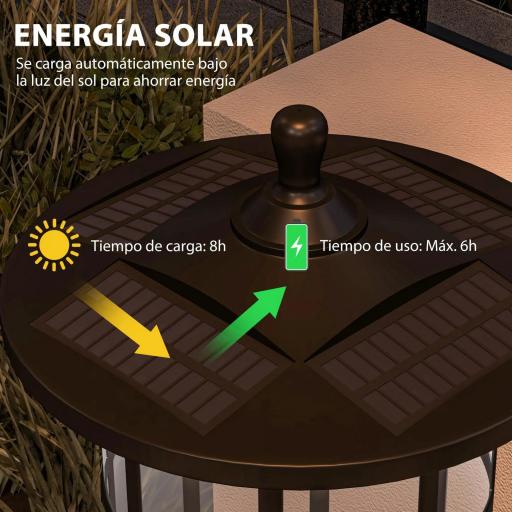 2 Luces Solares Exterior con Panel Solar Encendido Automático y Marco de Acero Inoxidable Impermeable IP44 Negro [8]
