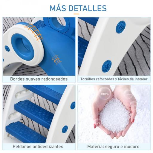 Tobogán Infantil de 18-36 Meses Tobogán para Niños Plegable con Escaleras Rampa Larga para Jardín Parque Interiores 120x50x56 cm Azul [6]