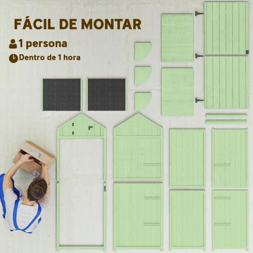 Armario de Jardín de Madera Armario de Almacenamiento Cobertizo de Jardín con Estantes 77x54,2x179 cm Verde [8]