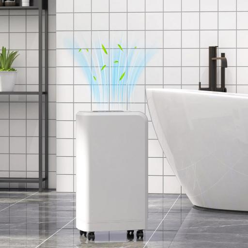 Deshumidificador 12L/día Depósito de Agua 0,8L con Ruedas Temporizador de 24 Horas Pantalla Digital de Humedad Blanco [3]