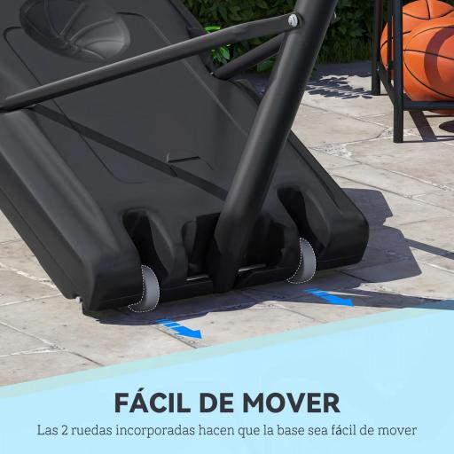 Canasta de Baloncesto con Altura Ajustable 220-365 cm Aro de Baloncesto con Soporte Ruedas Base Rellenable Negro [5]