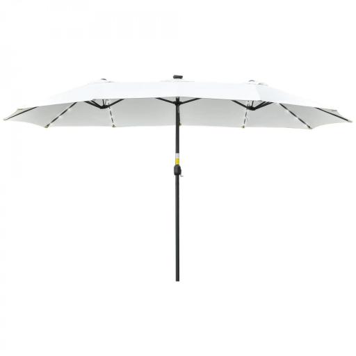 Sombrilla Doble con 48 Luces LED 4,5x2,65 m Manivela Protección Solar para Terraza Jardín Piscina Crema [10]