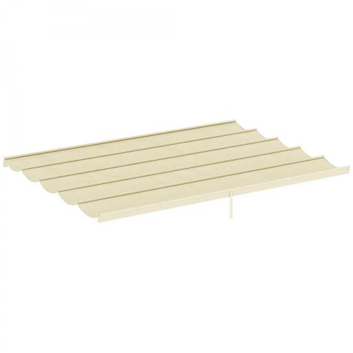 Cubierta para Techo Retráctil de 3,5x2,6m para Pérgola 4x3 Tela de Repuesto con 10 Orificios de Drenaje Crema [9]
