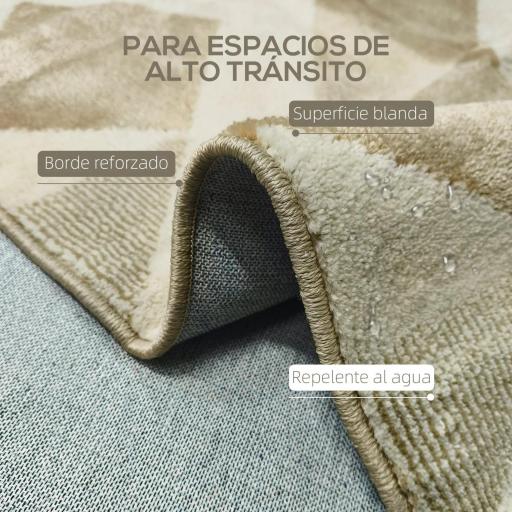 Alfombra Lavable en Lavadora Pelo Corto 170x120 cm Estilo Moderno Tapete para Sala de Estar Dormitorio Comedor Crema [9]