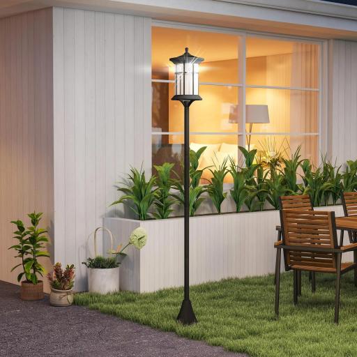 2 Luces Solares Exterior con Panel Solar Encendido Automático y Marco de Acero Inoxidable Impermeable IP44 Negro [5]