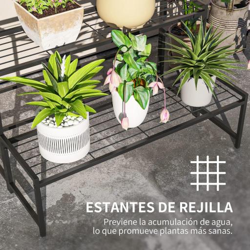 Soporte para Plantas de Tres Niveles con Diseño en Escalera y Estructura Metálica Resistente para Interior y Exterior [6]