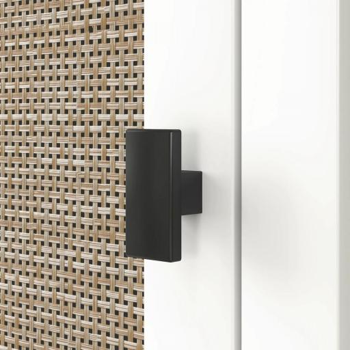 Columna de Baño con Estantes Ajustables 2 Puertas con Frontal de Ratán y 2 Compartimentos 40x30x167,5 cm Blanco [7]