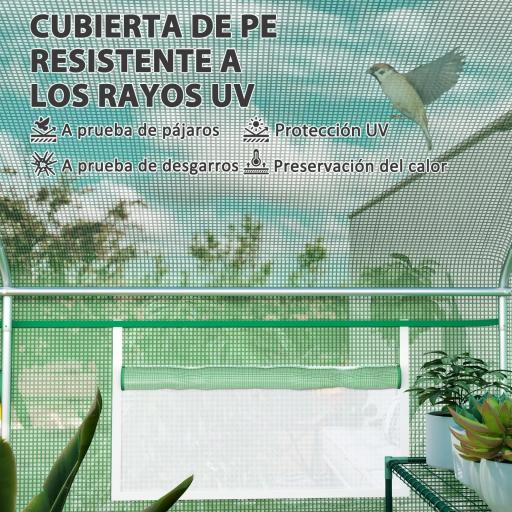 Invernadero de Túnel 4x3x2 m con 6 Ventanas 3 Puertas Enrollables Cubierta de PE y Estructura de Acero Galvanizado Verde [4]