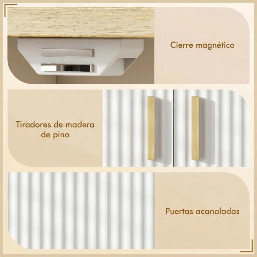 Mueble Bajo Lavabo con Estante Ajustable Armario para Lavabo sin Pedestal con Puertas Acanaladas 60x30x61 cm Blanco [2]