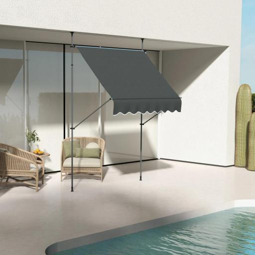 Toldo Manual Retráctil con Manivela 200x120x210-300 cm con Altura Ajustable Impermeable y Anti-UV Gris Oscuro