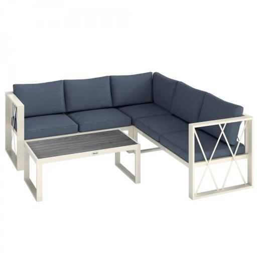 Conjunto de Jardín Exterior con 2 Sofás de 2 Plazas con Asiento Ajustable Sofá de Esquina y Mesa de Centro Beige y Gris [8]