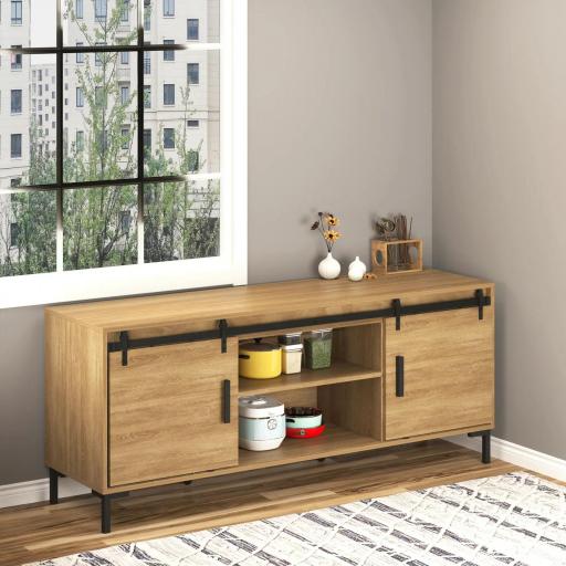Herrajes Puertas Correderas 200 cm para Puerta Corredera Doble de Madera Ancho 50 cm Mueble de TV Armario Negro
