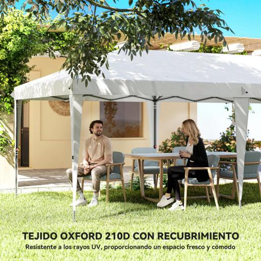 Carpa Plegable 6x3 m Pop-up con 4 Laterales Desmontables Cenador de Jardín con 2 Ventanas y Bolsa de Transporte Blanco [5]