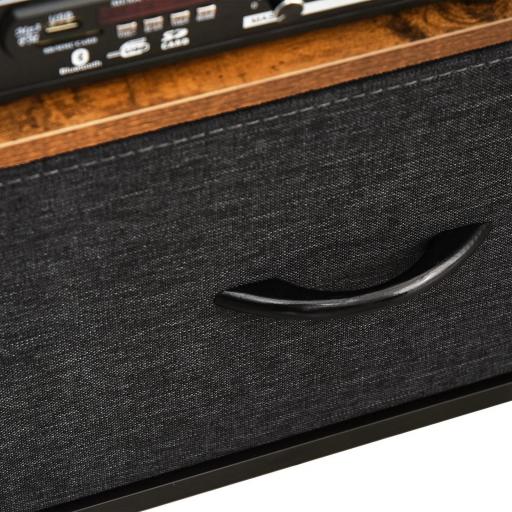 Mueble de TV, Mesa de TV con Estante y 2 Cajones de Tela Plegables, para Televisores hasta 47 Pulgadas, Largo de 98 cm, para Salón, Dormitorio, Marrón Rústico y Negro [6]