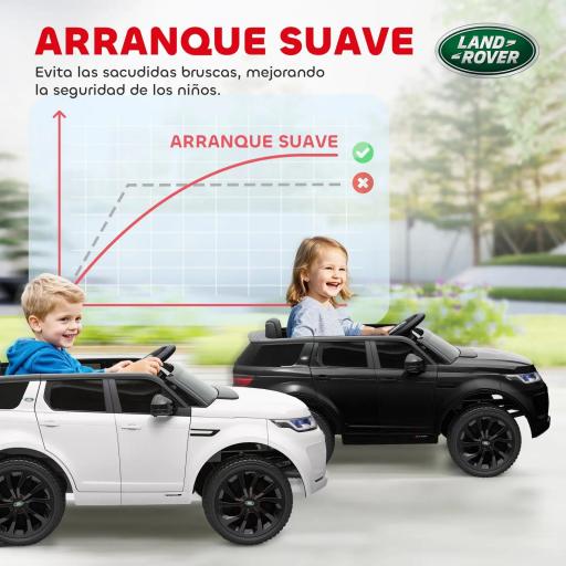 Coche Eléctrico para Niños con Licencia Land Rover Discovery Sport Batería 12V Mando a Distancia Faros y Música Blanco [2]