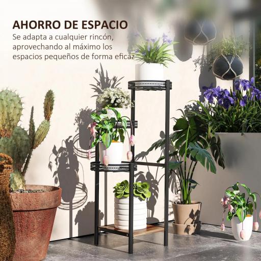 Soporte para Plantas de 4 Niveles Soporte de Acero para Macetas Interior y Exterior 25x25x80 cm Negro [2]