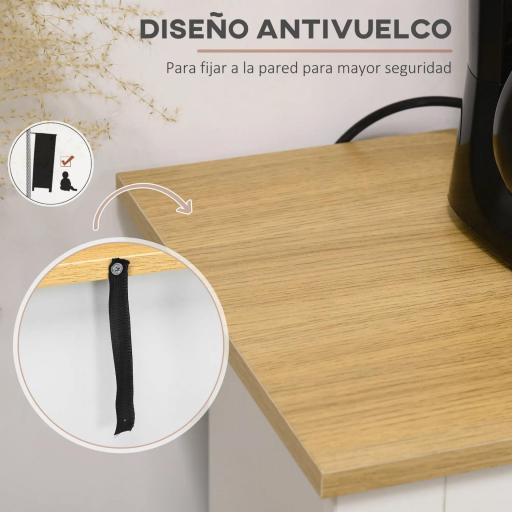 Aparador con 2 Cajones 3 Puertas Estante Ajustable Mueble Auxiliar de Cocina 117x35x80 cm Blanco [10]
