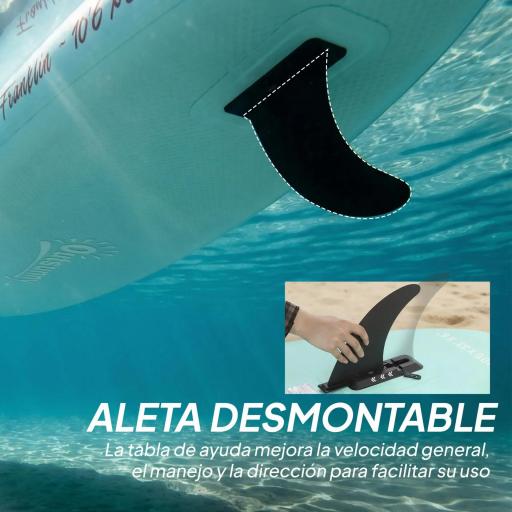 Tabla de Paddle Surf Hinchable 320 cm, con Superficie Antideslizante Remo de Aluminio Ajustable Quilla Bomba y Mochila [5]