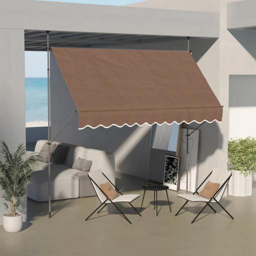 Toldo Manual Retráctil con Manivela 300x120x210-300 cm con Altura Ajustable Impermeable y Anti-UV Café