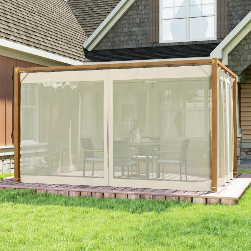 Pérgola de Jardín 4x3 m con Techo Retráctil Mosquiteras Laterales de Malla y Marco de Aluminio para Terraza Natural [7]