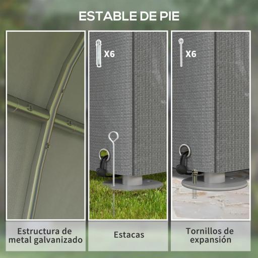Carpa de Jardín para Bicicletas 1,2x1,8x1,65 m con 2 Habitaciones Puerta con Cremallera Impermeable Anti-UV Gris Claro [3]